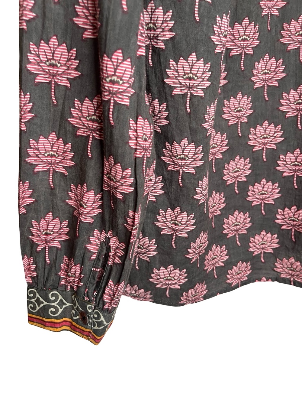 Maison Hotel Cohen Blouse Lotus Mondrian Pink Lotus Print Cotton Boho Western M - Picture 13 of 15